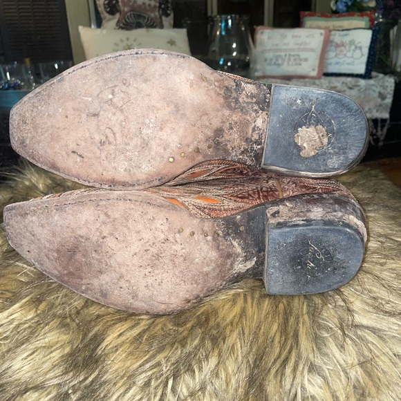 Lucchese Brown and Orange Heeled Boots - Picture 3 of 3